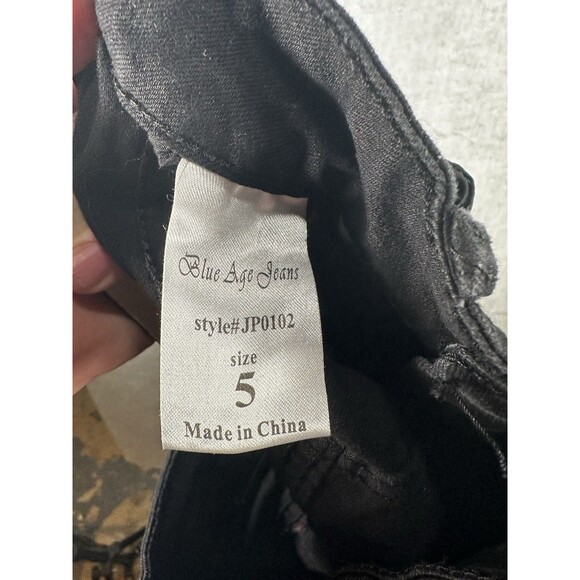 Blue Age Black Denim Distressed Juniors Size 5 Skinny Jeans - Picture 7 of 8